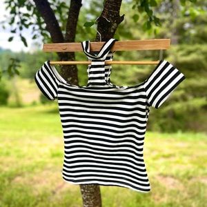 Small, striped cold-shoulder top
